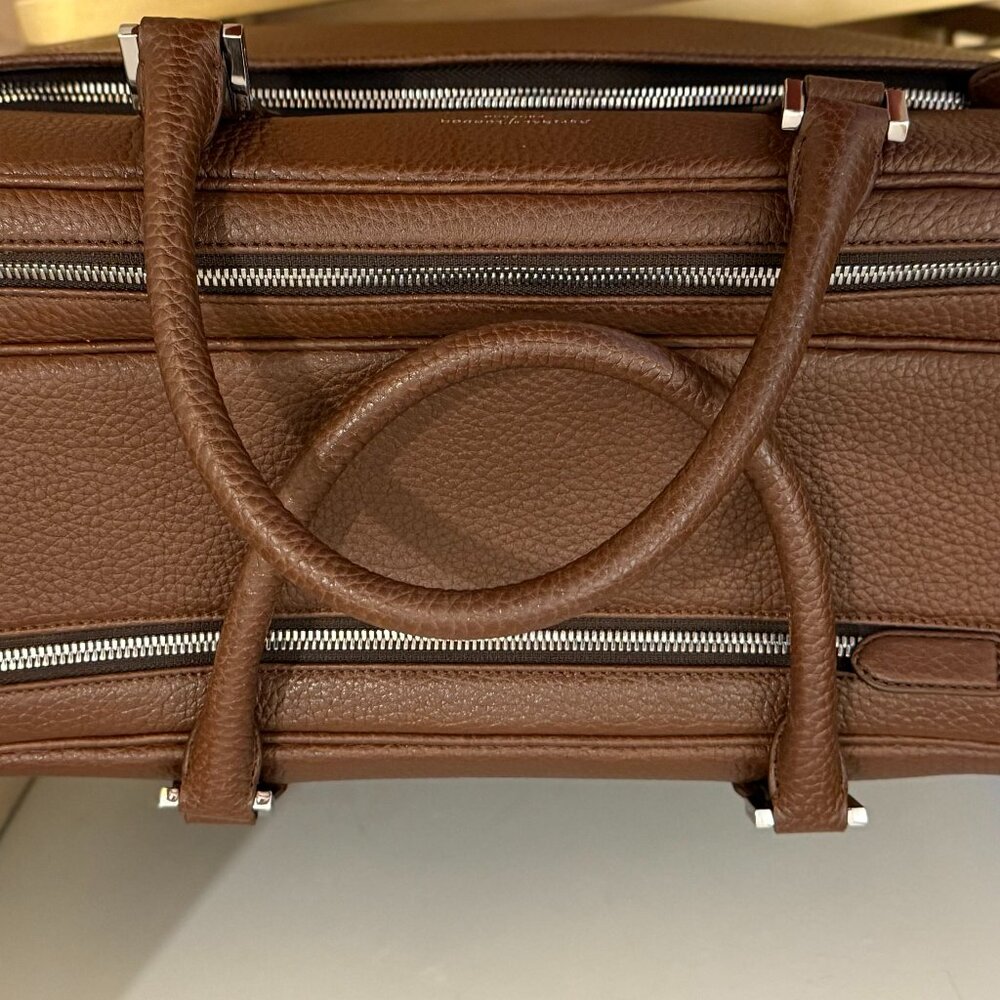 Aspinal London 48 Hour Mount Street Duffle Weekender Brown Leather Travel Bag - Picture 7 of 8